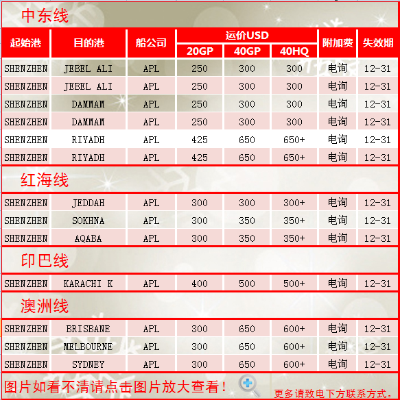 晨泰物流圣诞节中东/红海/印巴/澳洲航线大优惠（截止2015.12.31）